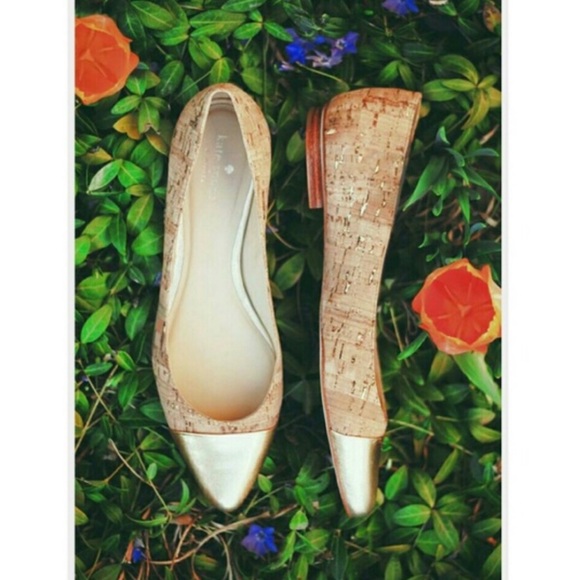 kate spade Shoes - Kate Spade Elina Cork Gold Pointed Flats